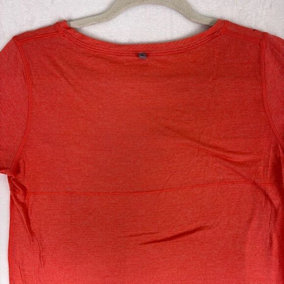 Lululemon Striped Red with Leopard Print Pocket Scoop Neck Tshirt - Picture 7 of 13